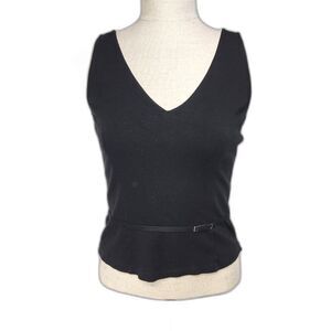 BEBE Women's V-neck Black Tank Top with Belt Size 6